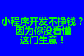 小程序開發(fā)不掙錢？因?yàn)槟銢]看懂這門生意！