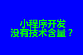 小程序開發(fā)沒有技術含量？